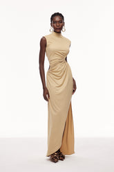 Celestine Bağcıklı Kesikli Uzun Elbise